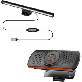 skybess Wireless Bluetooth Car Speakerphone + Laptop Monitor Light Bar LED USB Reading Lamp