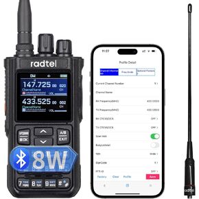 Radtel RT-900 Bluetooth 8W Multi Band Ham Radio Handheld Walkie Talkie with Noise Reduction, 256 Channels VHF/UHF Two-Way Radio