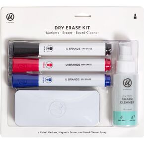 U Brands Dry Erase Board Accessories Kit, Office Supplies, with Markers, Eraser, Board Cleaner, 5 Pieces