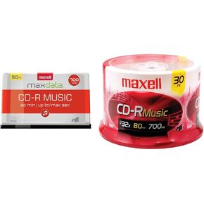 Maxell 50-Pack 625156 CD-R Music Spindle and 30-Pack 625335 Premium Quality 700MB 32x Speed CD-R with Reusable Spindle Case