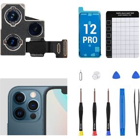 for iPhone 12 Pro Main Rear Back Camera Replacement Part OEM New 12MP HD Video HDR Photo Lens Module 4K Video Flex Cable Digital Zoom Image Repair Assemble Fix Tool Kit A2341 A2406 A2407 A2408
