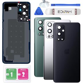 Back Glass Replacement for OnePlus 9 Pro Back Cover Rear Housing with Camera Lens + Repair Tool Kit Genuine Rear Glass (Black)