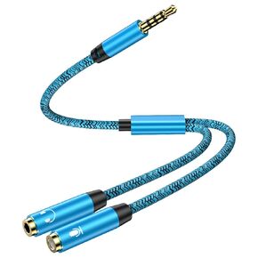 Headset Y Splitter Adapter Cable, 2 Female to 1 Male 3.5mm Jack Cable with Separate Mic and Audio Connector Convertors Splitter for Dual-Plug Gaming Headset to PS5/X-Box/Smartphone/New Version Laptop