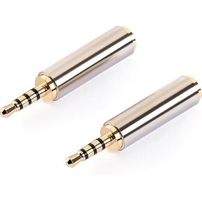 3.5mm Female to 2.5mm Male Adapter, 2 Pack Gold Plated Jack Stereo Full Metal Connector Converter for Smartphones, Headphone, Mic