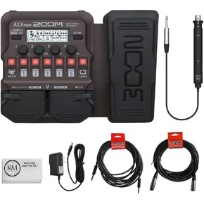 Zoom A1X FOUR Acoustic Instrument Multi-Effects Processor with Expression Pedal, Acoustic Modeling, Looper, Rhythm Section, For Guitar, Saxophone, Trumpet, Violin, Harmonica, and Upright Bass