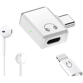 8 دبوس إلى محول USB C لسماعات الرأس مع محول زاوية 90 درجة من أجل الراحة والصوت الأمثل ، النوع C إلى 8 Pinpods