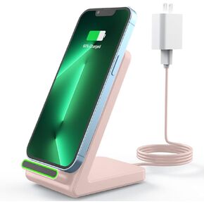 Wireless Charger, 15W Fast Wireless Charging Stand, Compatible for iPhone 14 13 12 11 Pro Max XS XR X 8, S25 S24 S23 S22 S21 S20 S10 S9 S8 Note 20 10 9