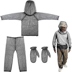 5 Pcs Mosquito Netting Suit-Extra Large Mosquito Head Net Mesh,Arm and Leg Sleeves-Mosquito Protection Suit for Men Women Camping Hiking Fishing