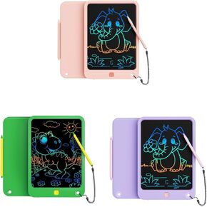 Kikapabi 10 Inch LCD Writing Tablet for Kids (Pink, Green, Purple) - Portable, Lightweight, Ideal for Painting, Writing, Drawing