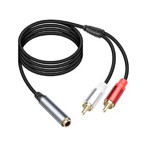 RIIEYOCA 6.35mm to 2 RCA Splitter Audio Cable,1/4 inch TRS Stereo Jack Female to Dual RCA Female Plug Cable for Sound Mixers, Amplifier,AV Receiver (1.8M/5.9FT)