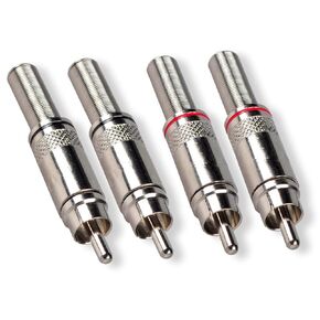 RCA Connector Solder ، 4 pack RCA Male Plugs Slad Soldering Audio Audio Adapter في خط الجاك مع تخفيف سلالة الربيع [2-PAIR]