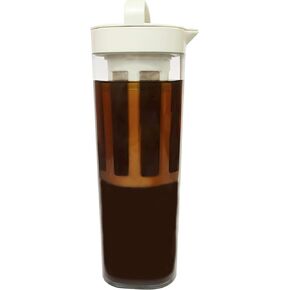 Portable Cold Brew Coffee Maker, Iced Coffee Make with Mesh Filter,iced tea pitcher for Outside Camping Trip, Cold Brew Pitcher for Tea, Beverage, Milk, Lemonade and Cold Brew Coffee (38 0Z)