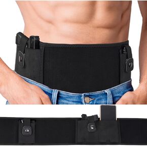 Belly Band Holster for Men & Women - Comfortable Concealed Carry Gun Holster with Breathable Neoprene, Fits Glock 19 17 42 43X, S&W M&P Shield, Ruger LCP for Most Pistols and Revolvers