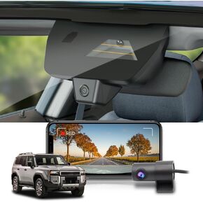 Fitcamx Front 4K+Rear 1080P Dash Cam Adapts for Toyota Land Cruiser 2024 2025 (J250/Gen15), OEM Factory Look, Dual HD Video, Built-in WiFi & APP, Loop Recording, G-Sensor, Easy to Set, 128GB Card