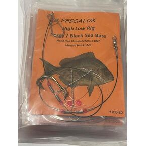 PESCALOX 10Packs Porgy rig Fluorocarbon Leader Porgy scup (Baitholder Hook #2/0)