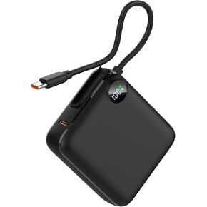 Build-in USB C Cable Mini Power Bank, 10,000mAh 20W High-Speed Portable Charger, Fast Charging Battery Pack for iPhone 16/15/15 Pro/15 Pro Max/15 Plus, Galaxy, and More