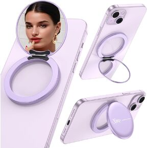 Cell Phone Stand Compatible with Magsafe Mirror Mount [Anti-Scratch & Portable] Girls Women Magnetic Travel Makeup Mirror Desk Fits for iPhone 16/15/14/13/12 Plus Pro Max (Pink)