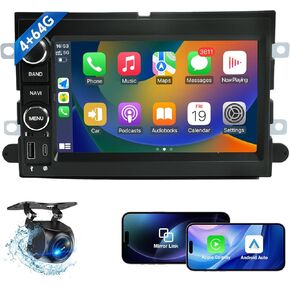 Car Radio for Ford F150 F250 F350 2004-2014 Android Stereo with GPS Navigation Wireless Carplay Android Auto, 7 Inch Touch Screen with 5G WiFi AM/FM/RDS/AHD Backup Camera/Type-C Fast Charging(4G+64G)