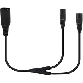 1 أقدام IEC 320 C8 إلى سلك الطاقة المزدوج C7 y ، 18-AWG الشكل 8 ذكر لمضاعفة أنثى 1 في 2 OUT طاقة طاقة ، الشكل 8 ذكر إلى 2 × الكابل الطاقة y الأنثى.