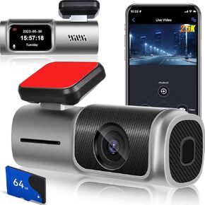 2.5K WiFi Dash Cam Front - 1.5 Inch HD IPS Screen Dash Cam for Cars with G-Sensor/IR Night Vision/Loop Recording/WDR / 24 Hours Recording, Support 128 GB Max