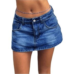 Floerns Women's Casual Mid Waist Denim Skirts Streetwear Bodycon Mini Skirt
