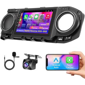 ستيريو راديو Car Toyota Tacoma 2016 2017 2018 2019 2020 2021 ، وحدة رأس شاشة Android 13 مع Carplay اللاسلكي Android Auto Bluetooth GPS ، راديو FM ، كاميرا النسخ الاحتياطي ، SWC ، USB