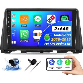 CAMECHO 2G+64G Android 13 Wireless Carplay/Android Auto Car Radio for KIA Optima K5 2016-2018,10.1" 2.5D IPS Touch Screen Car Stereo with Bluetooth, GPS, WiFi, SWC, 26UI,Mirror Link Backup Camera
