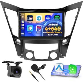 [4+64G] Hikity Car Radio for Hyundai Sonata 2010 2011 2012 2013 2014, 9 Inch Touch Screen Stereo GPS WiFi Bluetooth Backup Cam Mic