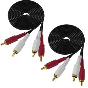 كابل صوتي RIIPOO 2 RCA ، ذكور 5 أقدام 2RCA إلى كابل صوت استريو الذكور مع سدادات مطلية بالذهب لمكبرات الصوت النشطة ، مضخم الصوت ، HDTV ، 2 حزمة