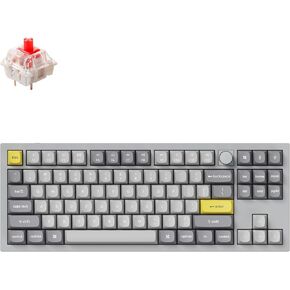 Keychron Q3 Wired Custom Mechanical Keyboard Knob Version, TKL Tenkeyless QMK/VIA Programmable Macro with Hot-swappable Gateron G Pro Red Switch Double Gasket Compatible with Mac Windows Linux (Grey)