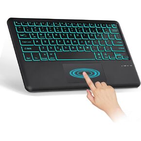 D DINGRICH Wireless Touchpad Keyboard - Multi-Touch Trackpad, Ultra-Slim, 7 Color Backlit, Universal Rechargeable Bluetooth Keyboard for iOS iPhone/iPad, Samsung Android Tablet, Windows, Smartphone