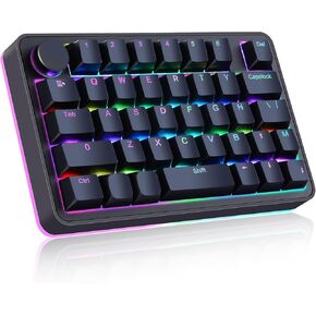 Koolertron Single-Handed Macro Mechanical Keyboard, RGB LED Backlit Portable Mini One-Handed Mechanical Gaming Keypad 39 Fully Programmable Keys (39 Keyboard Black)