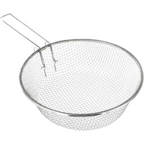Metal Deep Fry Basket Strainer - 9 Inch - Stainless Steel Fries Cooking Strainers - Fryer Baskets With Handle