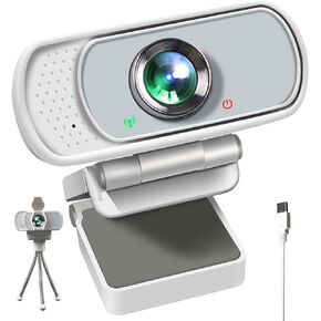 Full HD 1080P Webcam with Privacy Shutter and Tripod, Pro Streaming Web Camera with Microphone, Widescreen USB Computer Camera for Laptop Desktop