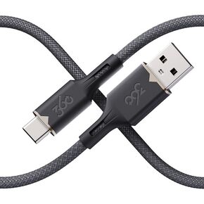 360 Electrical Fluid USB-A to USB-C Charger Cable, iPhone 15, 15 Pro Max, 15 Plus, Charger Car Charging Cable, 5 Foot, Granite