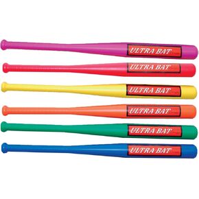 Champion Sports Rhino® Megaball Bat Set - Plastic - Large Barrel Baseball Bat For Kids - Assorted Colors - Hand-Eye - Grip Training Plastic Bat - 27 Inches - Set of 6