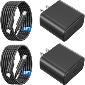 2-Pack 45W Super Fast Charger USB C with Samsung Charger Fast Charging Cord Type C 6FT for Samsung Galaxy S25/S25+/S25 Ultra/S24/S24+/S23/S22/S21/Note 20/Tab S9, Type-C Android Phone Charging Block