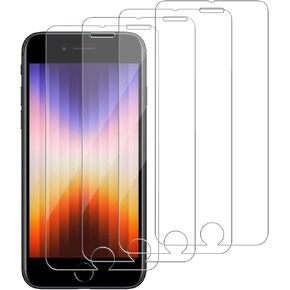 4 Pack Glass Screen Protector Compatible for iPhone8/7/6/6s/iPhone SE (2022)/iPhone SE (2020) 4.7-Inch [9H Hardness]-HD Screen Tempered Glass, Scratch Resistant,Easy Install [Case Friendly]