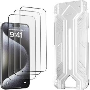 3 Pack for iPhone 14 Pro Tempered Glass Screen Protector:9H+ Durable, Auto Positioning, Bubble Free, High Definition, Easy Installation