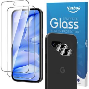 2+2 Pack for Google Pixel 9a Screen Protector with Camera Lens Protector,Full Coverage 9H Tempered Glass Film,HD Clear Scratch Resistant,Bubble-Free for Pixel 9a Screen Protector