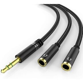 KOOPAO 3.5mm Headphone Jack Splitter, Auxiliary Audio Splitter, 1 Male to 2 Female Jacks, Compatible with Most Devices