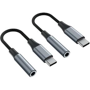2pcs USB C إلى 3.5 مم محول مقبس سماعة الرأس ، حالة ترقية المعادن ، متوافق مع Samsung S20+/S21 Ultra و iPhone15 16 والمزيد من أجهزة الصوت USB C