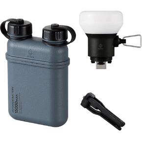 ELECOM NESTOUT Portable Charger and Lamp, 15000mAh Outdoor Battery Power Bank, 32W USB-C Fast Charging PD, Battery and Light for Camping, 300 Lumen LED Lantern Lamp-1 - Blue Gray