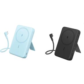 Anker Zolo Magnetic Power Bank, 10,000mAh Wireless Portable Charger with 30W Max Fast Charging, Battery Pack with Built-in USB-C Cable and Adjustable Stand, for iPhone 16/15 Series, AirPods, and More
