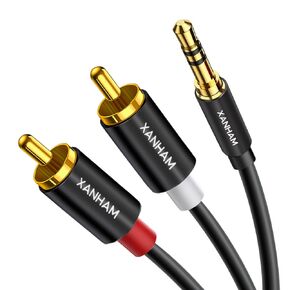 3.5mm to 2RCA Adapter Cable 3.3 Feet /1m Aux TRS 1/8 Inch Jack to 2 RCA Male to Male Y Splitter Cord for Hi-Fi System, Phone, Speaker, MP3, Tablet, HDTV