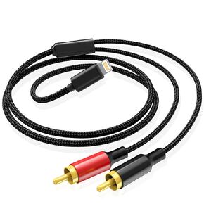 Lightning Lightning إلى RCA Cable - محول صوت مزدوج للذكور لـ iPhone و iPad و iPod. مثالي لصوت المنزل والسيارة (6 أقدام) LB-01