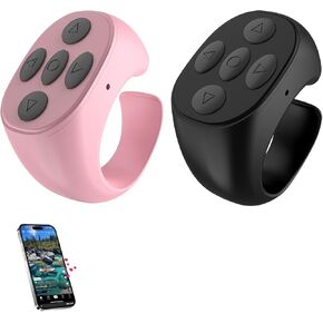 Scrolling Ring Remote for TikTok, Kindle, YouTube & Instagram – Bluetooth Finger Scroller for iPhone, Android – Page Turner Clicker & Fingertip Wireless Phone Control (B+P)