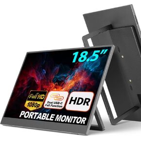 18.5'' Full HD Portable Monitor with Smart Cover & HDR, USB-C and HDMI Connectivity - Ideal for Laptop, PC, Phone, Mac, Gaming, and Travel