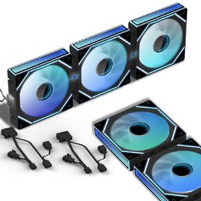 Daisy Chain Case Fan:5 Pack 120mm PC RGB Fans Computer Case Fans, 5V 3-PIN Connector Daisy Chain PWM Cooling Fan,Forward Fan