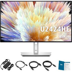 Dell UltraSharp U2424HE Monitor - 24 Inch, Full HD (1080p) 1920 x 1080 at 120 Hz, 16:9 IPS, Computer Monitor Screen with DisplayPort, HDMI, and USB Cables - 1 Pack (New)